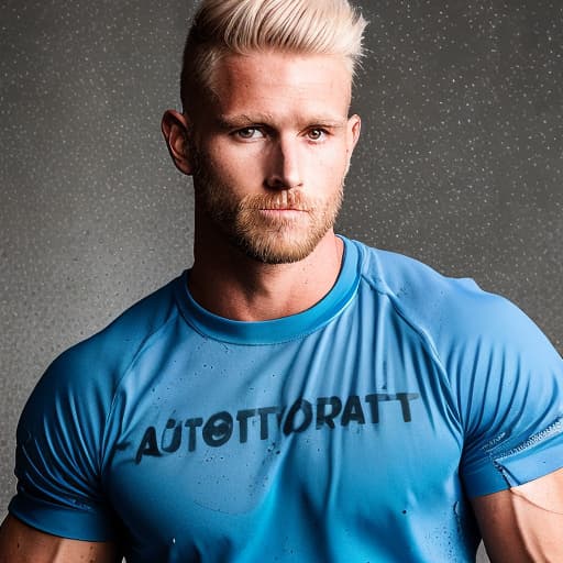 portrait+ style Australian queer fitness model blonde hunk dude face