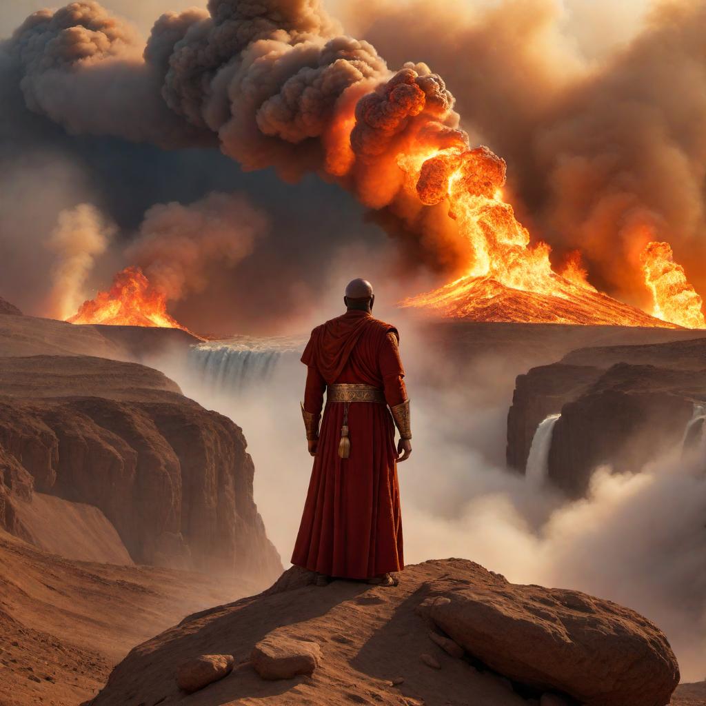  Create an artistic interpretation of the pillar of fire described in the book of Exodus, as a column of fire providing light and guidance to the Israelites in the wilderness. hyperrealistic, full body, detailed clothing, highly detailed, cinematic lighting, stunningly beautiful, intricate, sharp focus, f/1. 8, 85mm, (centered image composition), (professionally color graded), ((bright soft diffused light)), volumetric fog, trending on instagram, trending on tumblr, HDR 4K, 8K