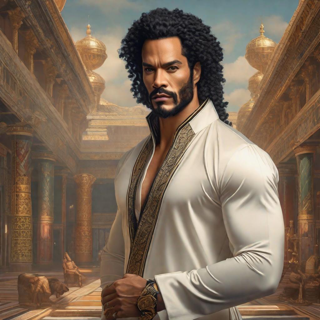  how I would look as a Martial artist, with Lenny Kravitz style hair in the Low video clip, Dalí style mustaches, abundant beard and curls cutting to my shoulders (Jewish style)., realistic, portrait, art by donato giancola and greg rutkowski, realistic face, digital art, trending on artstation hyperrealistic, full body, detailed clothing, highly detailed, cinematic lighting, stunningly beautiful, intricate, sharp focus, f/1. 8, 85mm, (centered image composition), (professionally color graded), ((bright soft diffused light)), volumetric fog, trending on instagram, trending on tumblr, HDR 4K, 8K