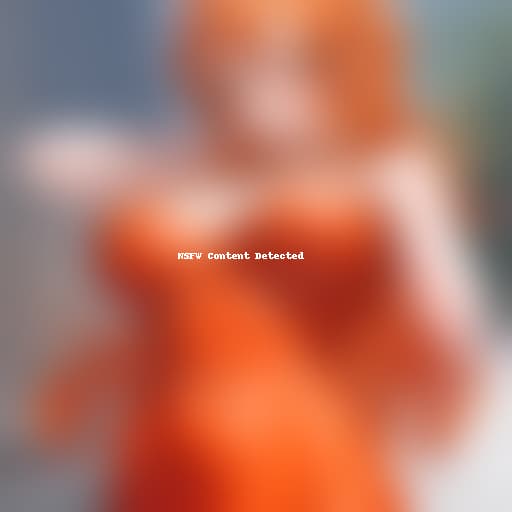  (((masterpiece))), best quality, 1girl, Nami, one piece, orange hair, red clothes, tight clothes, realistic, huge chest