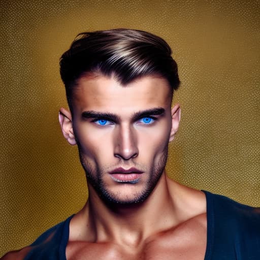 portrait+ style Russian queer fitness model blonde hunk dude face