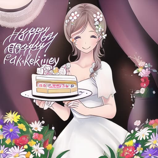  happy flowers and cake