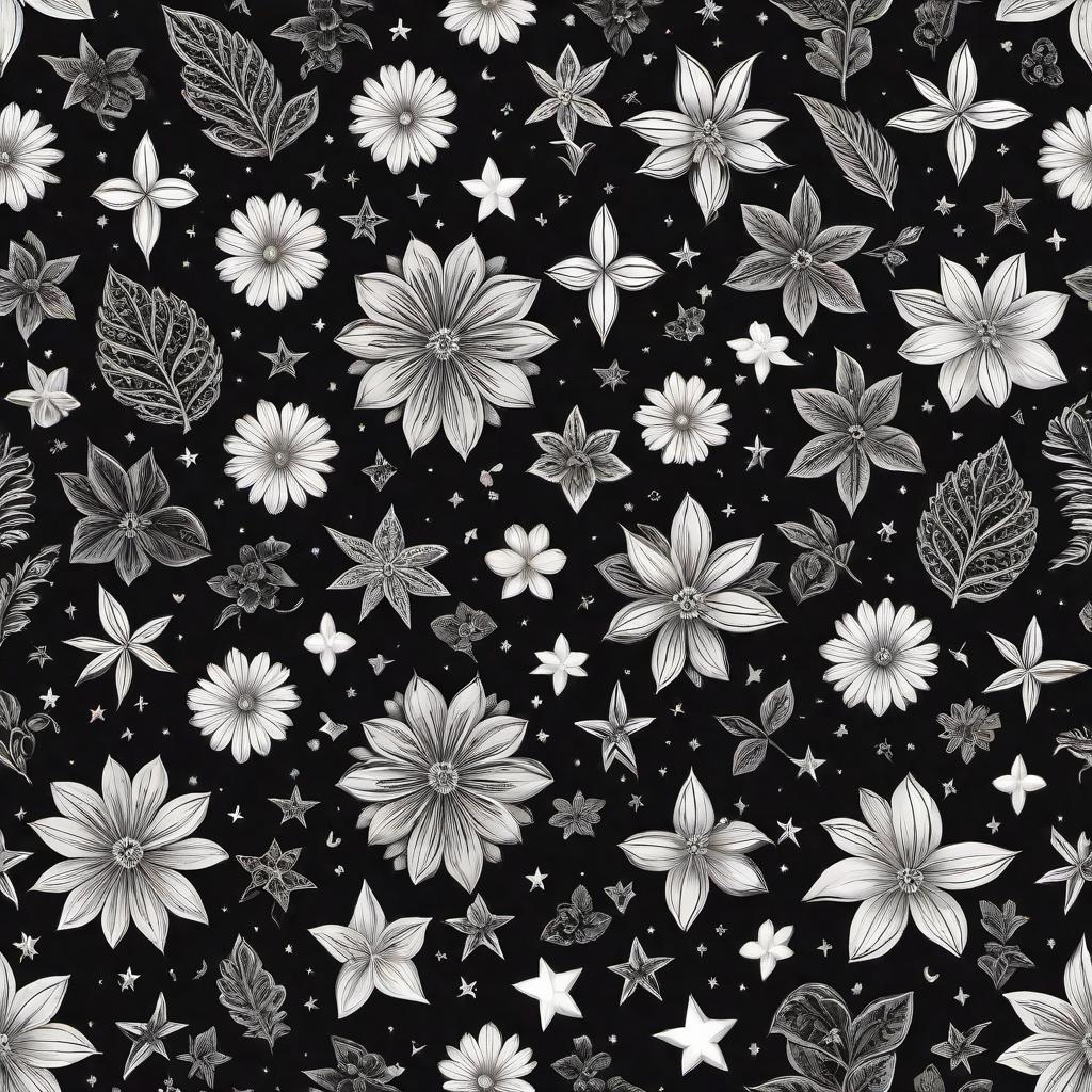  Design a seamless pattern inspired by Louis Vuitton with their iconic symbols such as the LV monogram, flowers, and stars, but only use black and white colors to create a sophisticated and stylish look suitable for various applications. hyperrealistic, full body, detailed clothing, highly detailed, cinematic lighting, stunningly beautiful, intricate, sharp focus, f/1. 8, 85mm, (centered image composition), (professionally color graded), ((bright soft diffused light)), volumetric fog, trending on instagram, trending on tumblr, HDR 4K, 8K