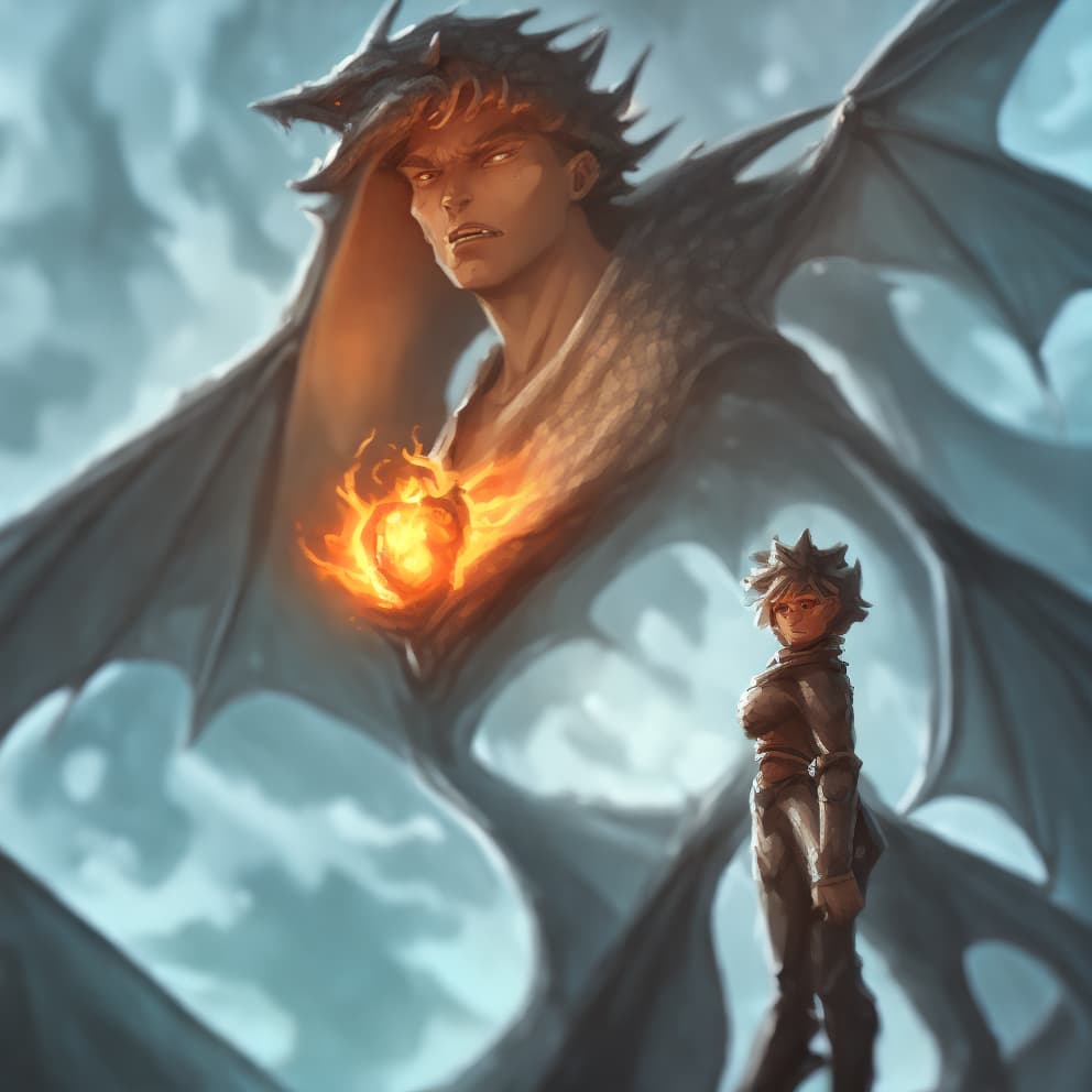 portrait+ style Big dragons on a hill and fantasy with a famale super sayan standing