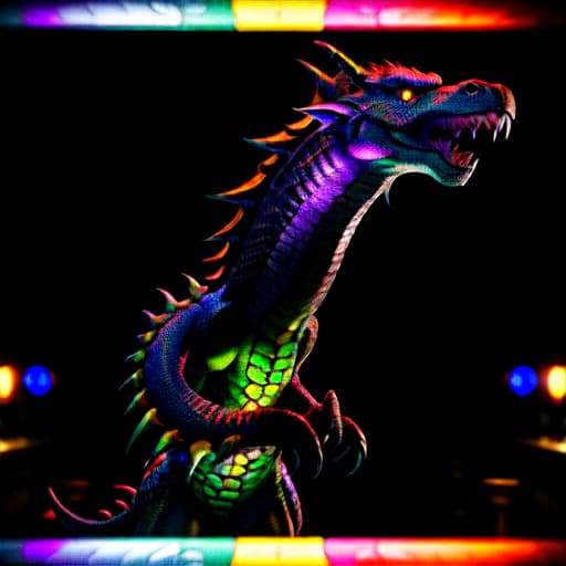  chimera snake dragon wyvern gangster goddess, bartender, spaceship psychedelic night club, Highly defined, highly detailed, sharp focus, (centered image composition), 4K, 8K