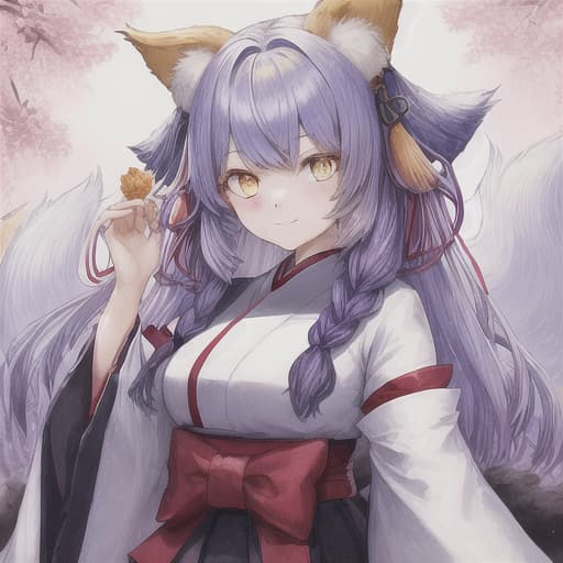  Kitsune girl with colorful hair