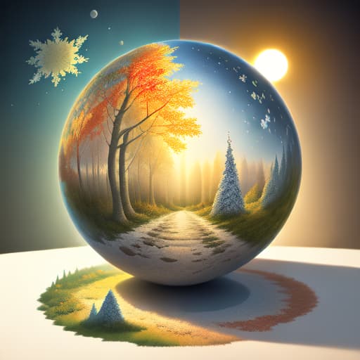 in OliDisco style the most detailed picure of all the seasons in a ball