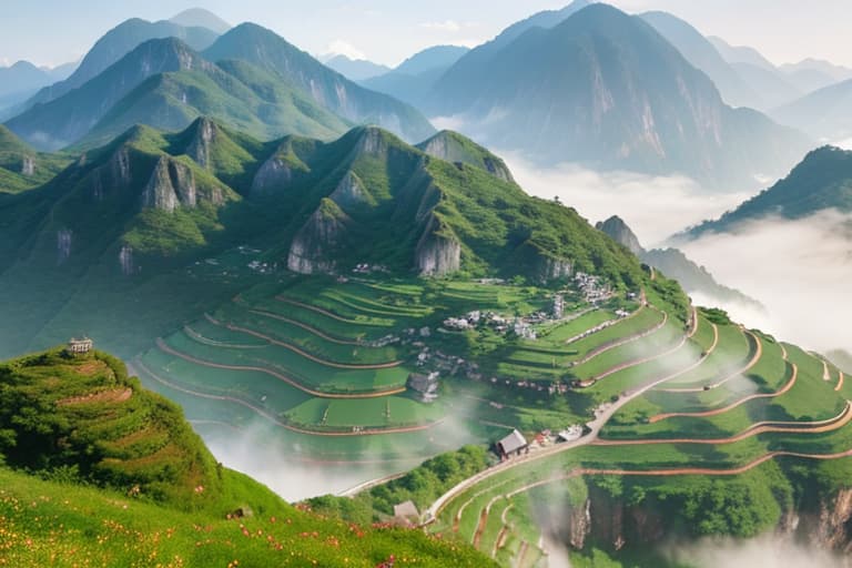  Guizhou landscape map hyperrealistic, full body, detailed clothing, highly detailed, cinematic lighting, stunningly beautiful, intricate, sharp focus, f/1. 8, 85mm, (centered image composition), (professionally color graded), ((bright soft diffused light)), volumetric fog, trending on instagram, trending on tumblr, HDR 4K, 8K