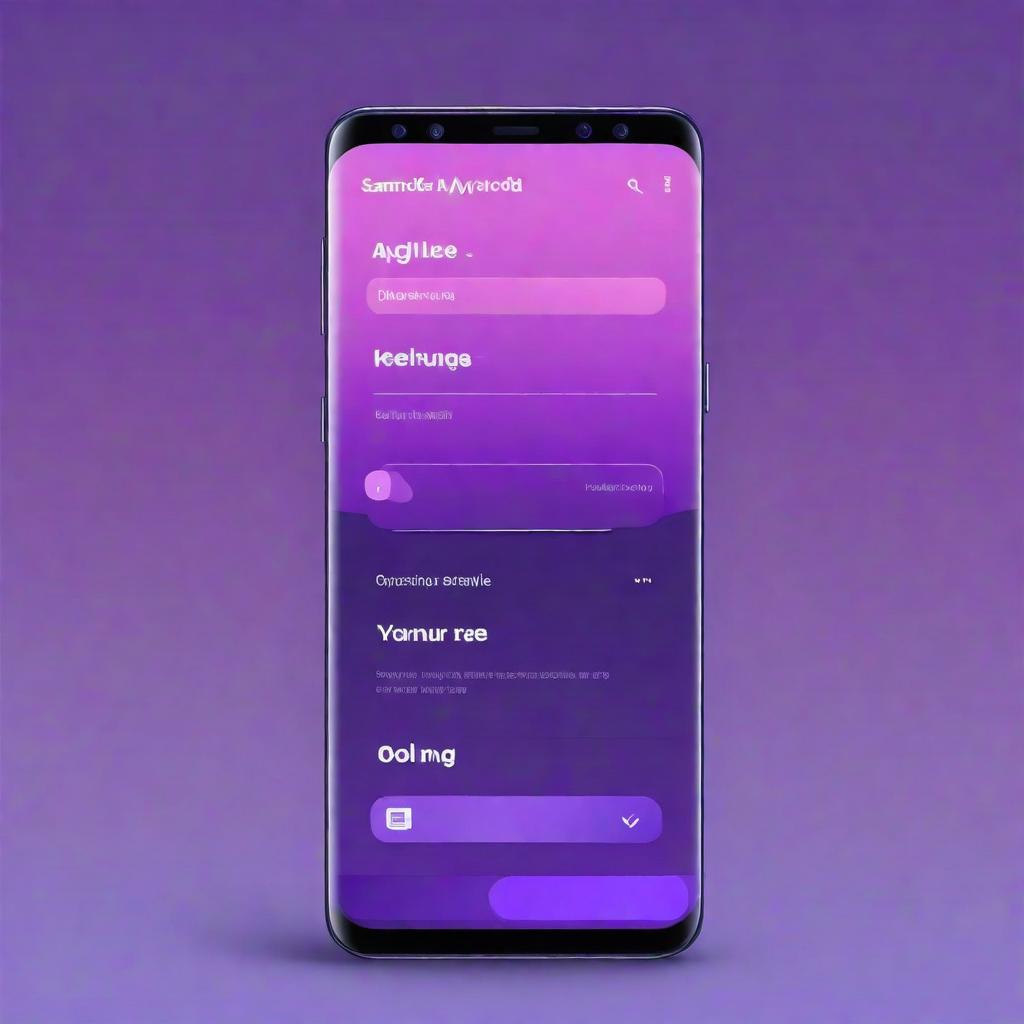  UI-UX Style, a mobile android ayout on a samsung mobile device, purple gradient theme, login screen compatible, edittext, cta-button