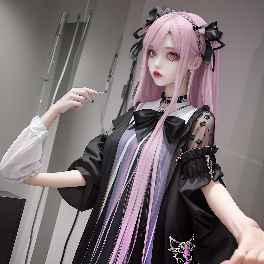  masterpiece, best quality,pastel goth female outfit ,