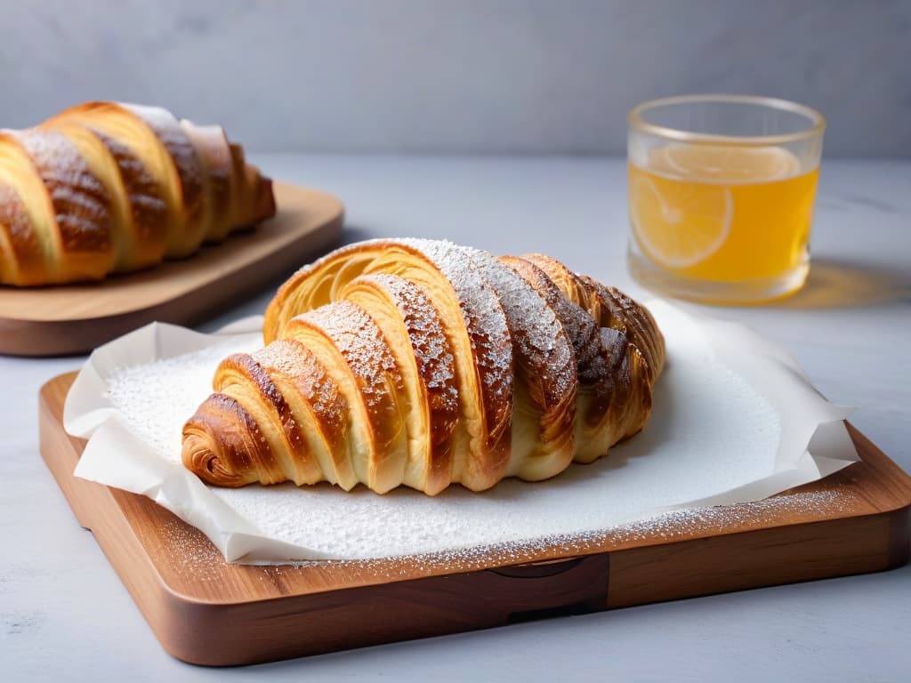  An ultradetailed closeup of a perfectly golden and flaky Keto almond flour croissant, sprinkled with powdered sugar substitute, resting on a sleek marble countertop next to a steaming cup of rich black coffee. hyperrealistic, full body, detailed clothing, highly detailed, cinematic lighting, stunningly beautiful, intricate, sharp focus, f/1. 8, 85mm, (centered image composition), (professionally color graded), ((bright soft diffused light)), volumetric fog, trending on instagram, trending on tumblr, HDR 4K, 8K