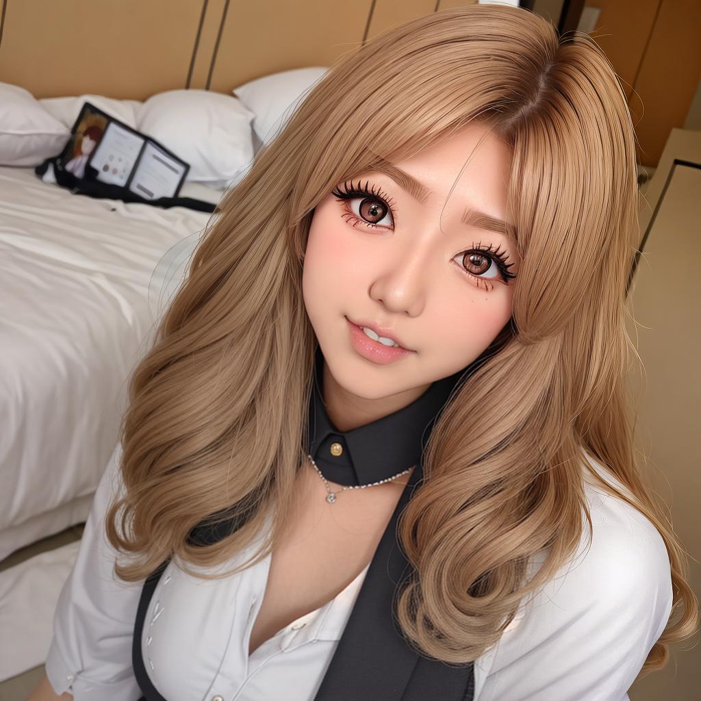  masterpiece, best quality, prefect face,,,gyaru,maid,color contact lenses,nose blush,medium hair,room,kantai collection, body, beauty,big bomb, no dressed, 