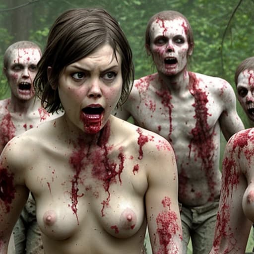  Lauren Cohan naked with zombies around her