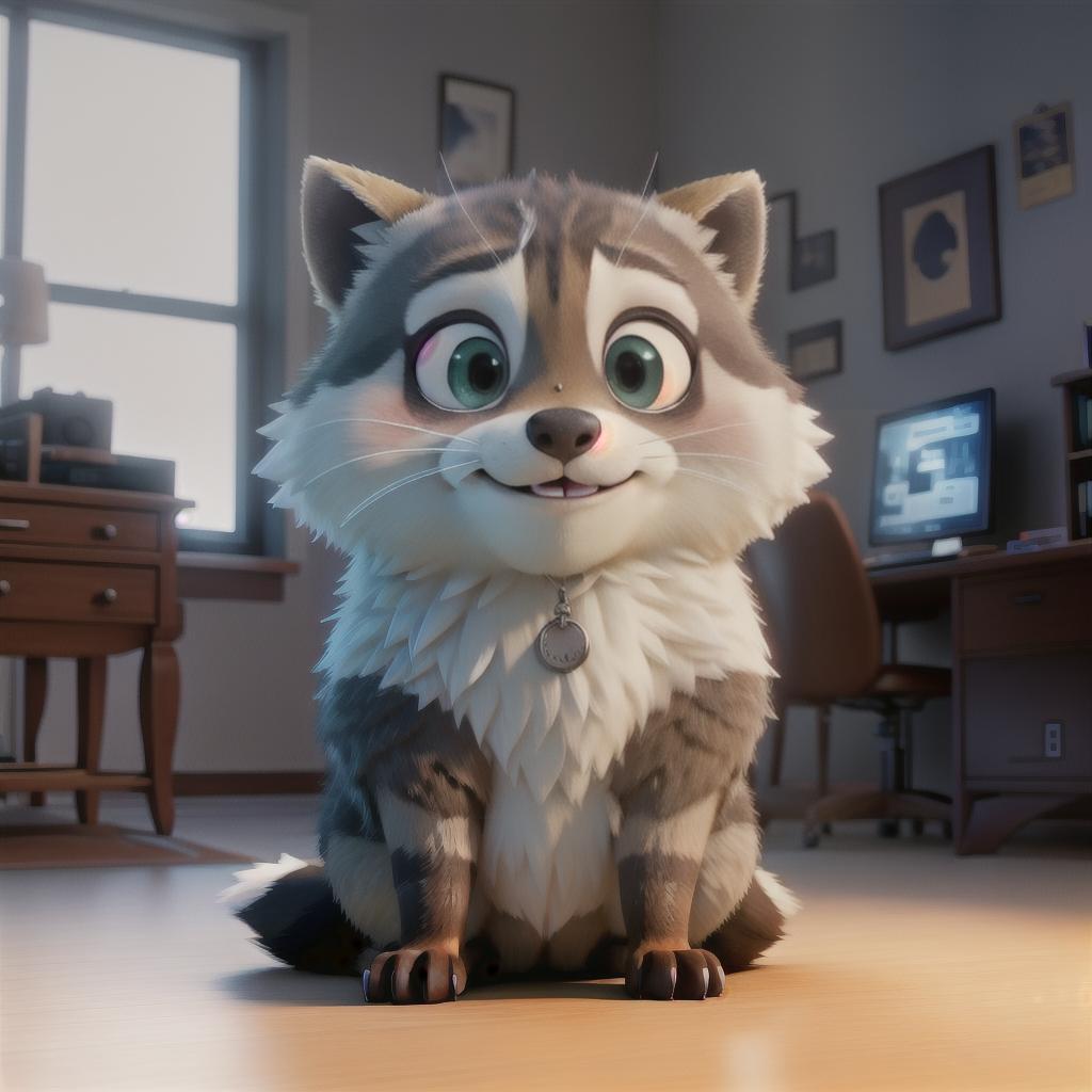  raccoon sitting in gaming chair front a computer on desktop, ((semi anthropomorphic)),(full body), tail, belly, sitting, fat, (chubby), (((white background))), solo, desktop, gaming chair, side view,  [[[clothes]]] hyperrealistic, full body, detailed clothing, highly detailed, cinematic lighting, stunningly beautiful, intricate, sharp focus, f/1. 8, 85mm, (centered image composition), (professionally color graded), ((bright soft diffused light)), volumetric fog, trending on instagram, trending on tumblr, HDR 4K, 8K