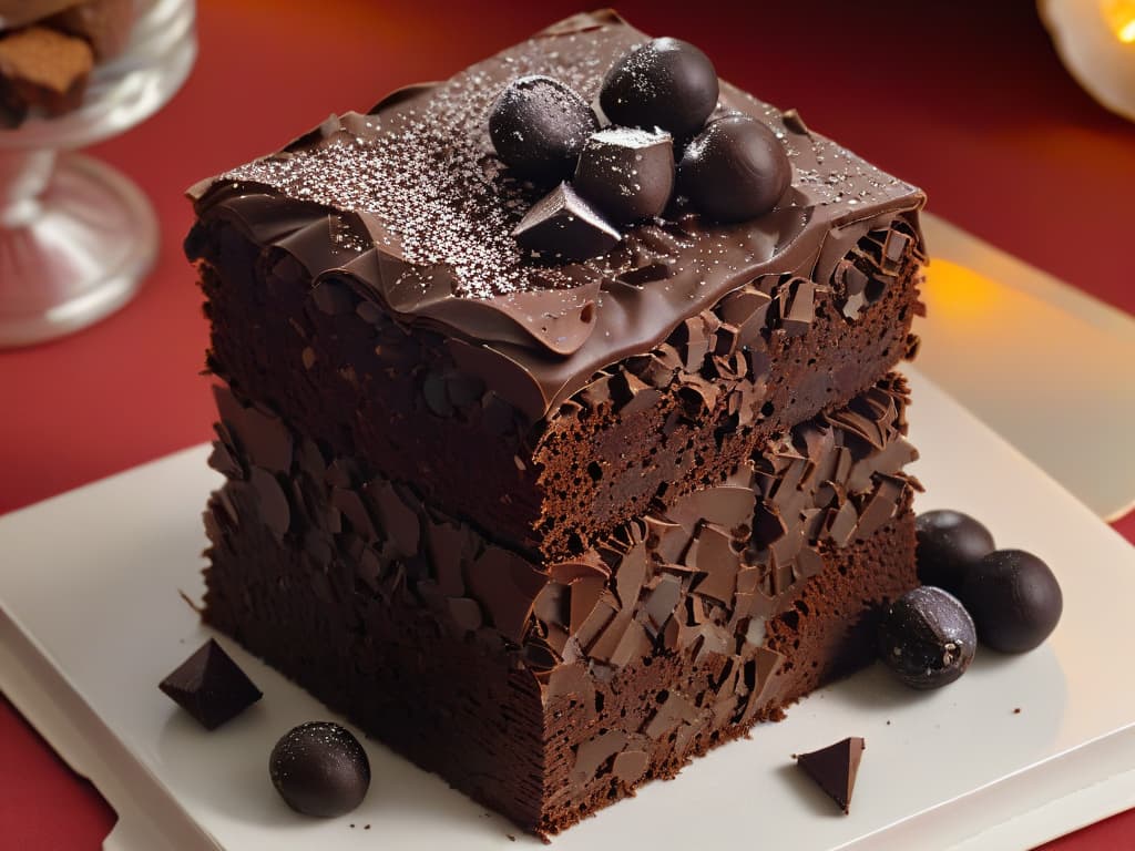  A closeup, ultradetailed image of a stack of rich, dark Belgian chocolate chunks, glistening under a soft, warm spotlight. The chunks are irregularly shaped, showcasing their artisanal nature, with visible cocoa nibs and a slight marbling effect on the surface. The textures are intricate, highlighting the quality and depth of the chocolate, inviting the viewer to imagine the decadent flavors and luxurious experience of using Belgian chocolate in their desserts. hyperrealistic, full body, detailed clothing, highly detailed, cinematic lighting, stunningly beautiful, intricate, sharp focus, f/1. 8, 85mm, (centered image composition), (professionally color graded), ((bright soft diffused light)), volumetric fog, trending on instagram, trending on tumblr, HDR 4K, 8K