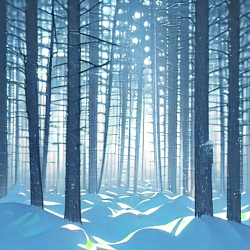  Snowy forest. Glowing. Pastelton. Clear. Sparkling. Beautiful. Gradation