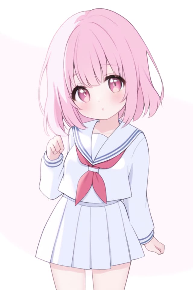  Pink hair, a little cute, school uniform, sailor suit