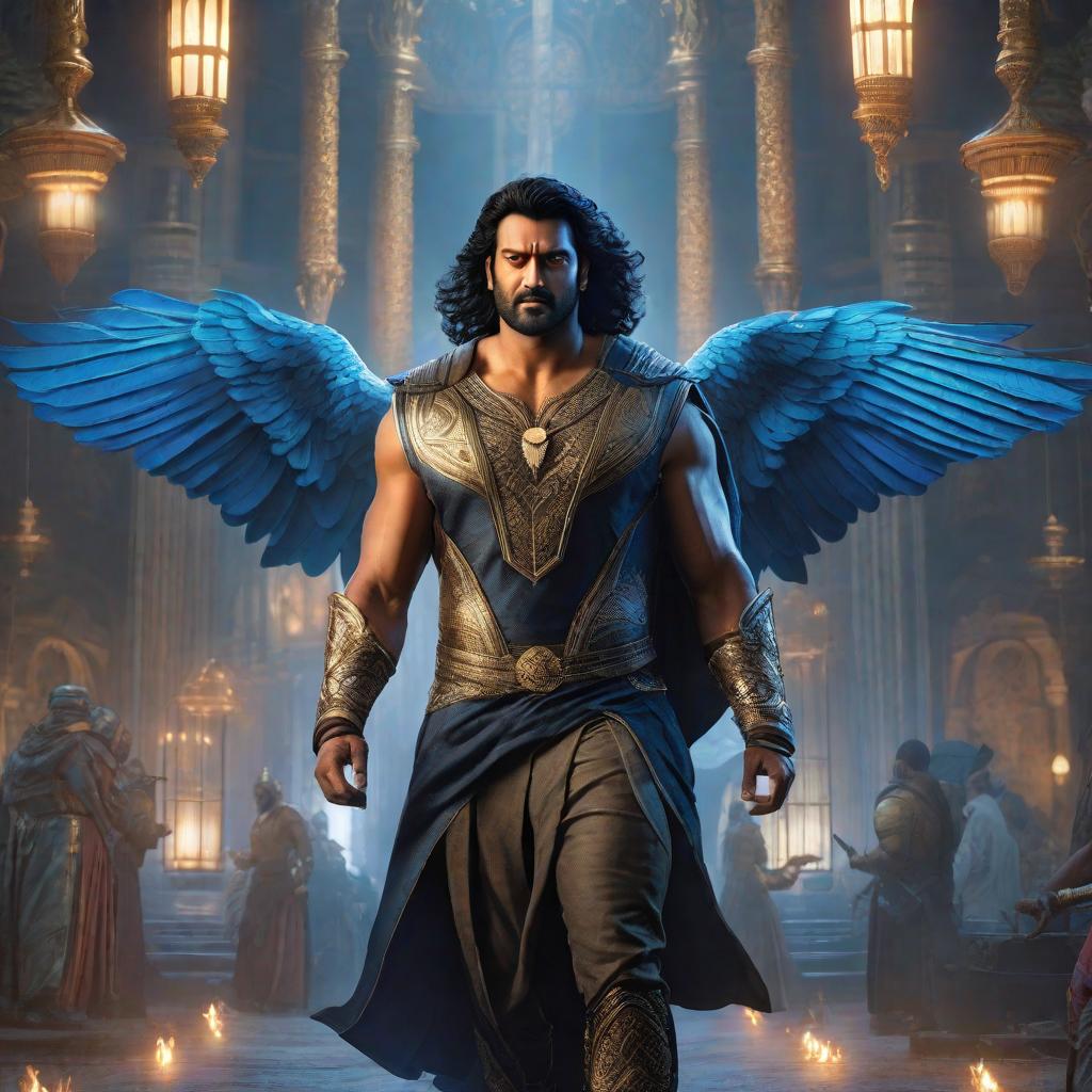  Prabhas, blue color, glam, power, glowing lights intricate, elegant, highly detailed, digital painting, artstation, concept art, smooth, sharp focus, illustration, art by artgerm and greg rutkowski and fra angelico and unreal engine 5 hyperrealistic, full body, detailed clothing, highly detailed, cinematic lighting, stunningly beautiful, intricate, sharp focus, f/1. 8, 85mm, (centered image composition), (professionally color graded), ((bright soft diffused light)), volumetric fog, trending on instagram, trending on tumblr, HDR 4K, 8K