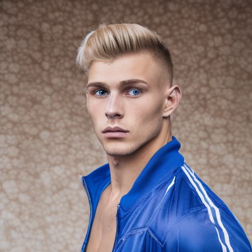 portrait+ style russian queer fitness model blonde very cute dude face