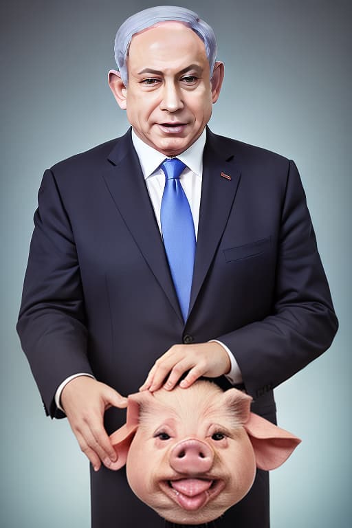  Benjamin Netanyahu, has pig ears