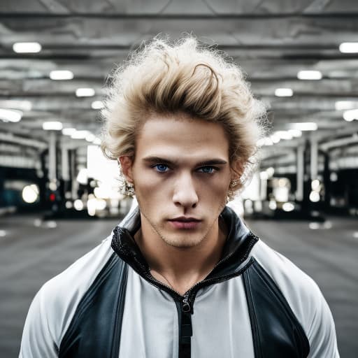 portrait+ style Russian queer IFBB blonde hunk dude face