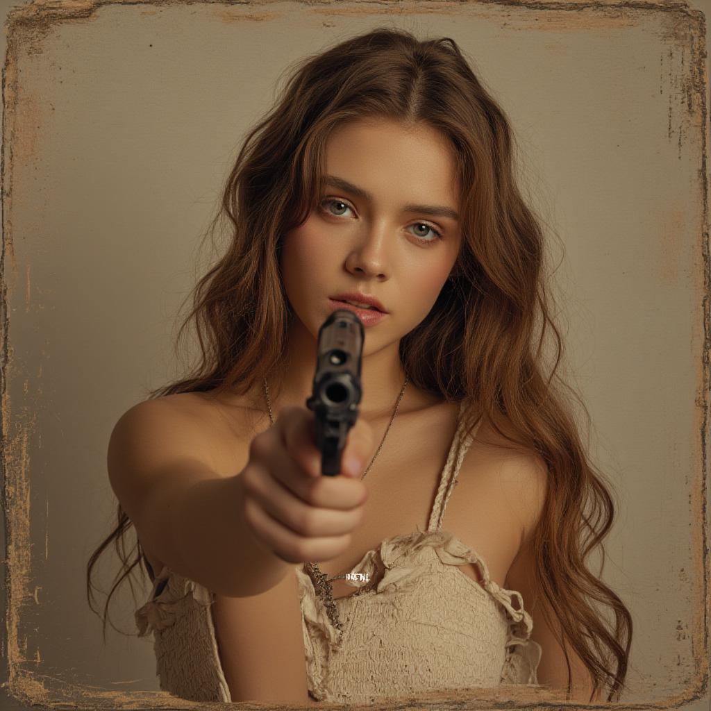  good quality, high quality, girl with gun