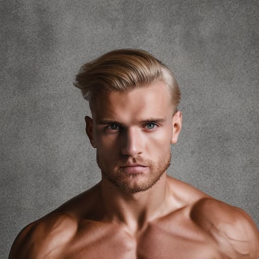 portrait+ style Russian queer fitness model blonde hunk dude face