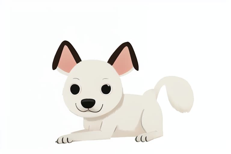  This character is a white dog., whole body