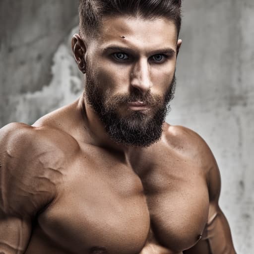 portrait+ style Russian queer fitness model brunette hunk dude face