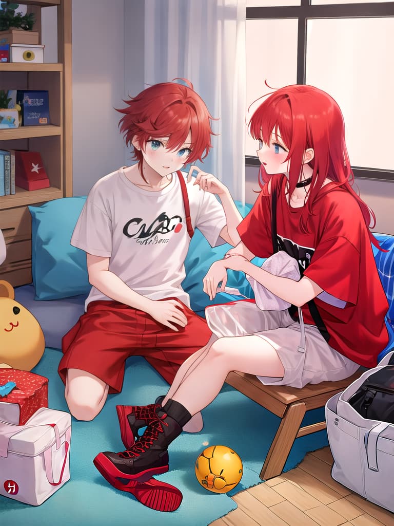  Red haired boy changing his boyfriend's diaper