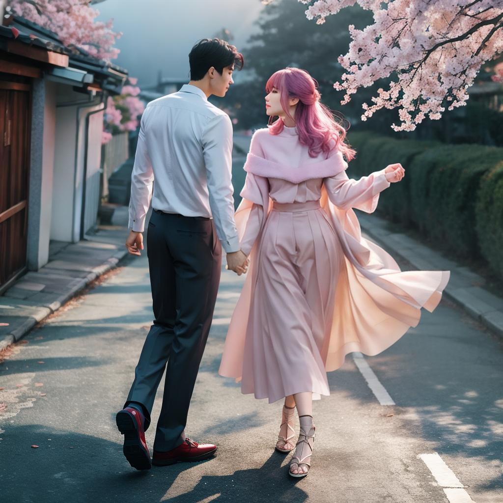  Many of photos They complete each other anime couple Romantic place Mauve color hyperrealistic, full body, detailed clothing, highly detailed, cinematic lighting, stunningly beautiful, intricate, sharp focus, f/1. 8, 85mm, (centered image composition), (professionally color graded), ((bright soft diffused light)), volumetric fog, trending on instagram, trending on tumblr, HDR 4K, 8K