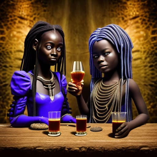  Alice and a African girl dressed in chains having a drink at a wild drinking party on an alien planet stable diffusion, absolute reality v1.6, in the style of hr giger