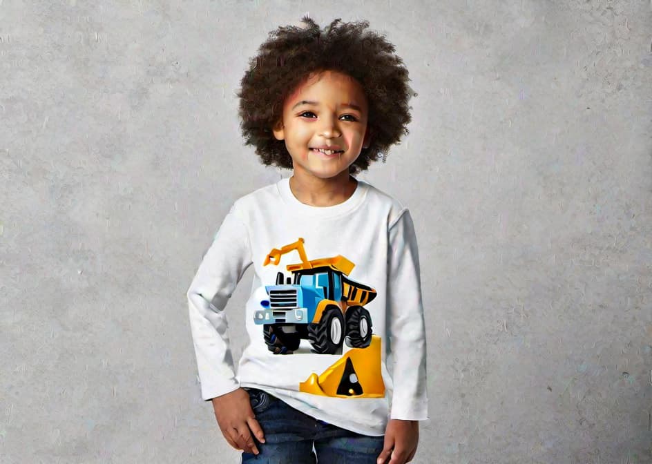  Birthday t shirt for kids with number 3 and construction machine. hyperrealistic, full body, detailed clothing, highly detailed, cinematic lighting, stunningly beautiful, intricate, sharp focus, f/1. 8, 85mm, (centered image composition), (professionally color graded), ((bright soft diffused light)), volumetric fog, trending on instagram, trending on tumblr, HDR 4K, 8K