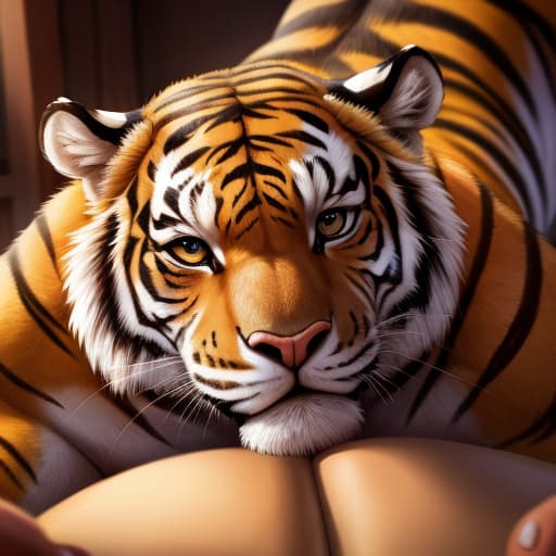  tiger male sex tail hand paw, open eyes, digital art, masterpiece, 4k, fine details,