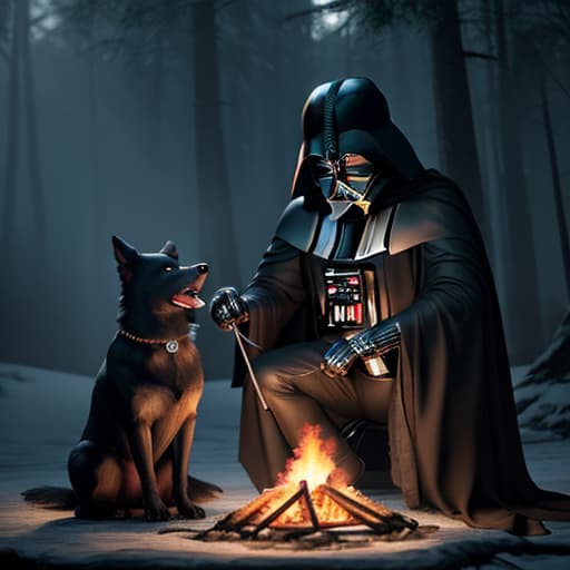  highly detailed photo of darth vader making a barbecue with a dog on his side at the part, full body shot, outside, ambient lighting, 8k resolutionhighly detailed photo of darth vader making a barbecue with a dog on his side at the part, full body shot, outside, ambient lighting, 8k resolution hyperrealistic, full body, detailed clothing, highly detailed, cinematic lighting, stunningly beautiful, intricate, sharp focus, f/1. 8, 85mm, (centered image composition), (professionally color graded), ((bright soft diffused light)), volumetric fog, trending on instagram, trending on tumblr, HDR 4K, 8K