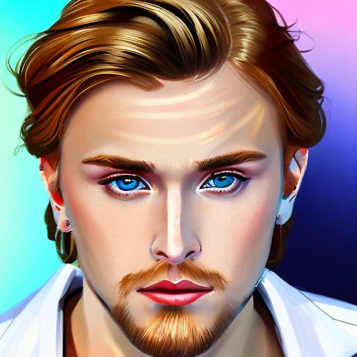 portrait+ style Russian queer pop singer blonde hunk dude face