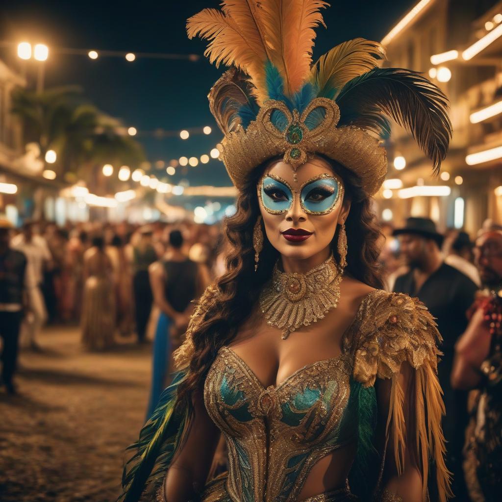  cinematic film still fantastic carnival night in Rio de Geneiro, cinematic style with elements of magic. Super realistic hyper detailed high quality photo no people . shallow depth of field, vignette, highly detailed, high budget, bokeh, cinemascope, moody, epic, gorgeous, film grain, grainy hyperrealistic, full body, detailed clothing, highly detailed, cinematic lighting, stunningly beautiful, intricate, sharp focus, f/1. 8, 85mm, (centered image composition), (professionally color graded), ((bright soft diffused light)), volumetric fog, trending on instagram, trending on tumblr, HDR 4K, 8K