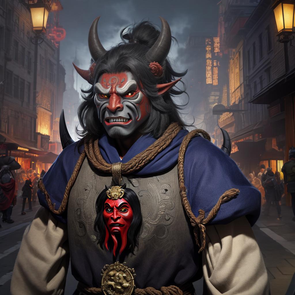  masterpiece, best quality, Best Quality, Masterpiece, 8k resolution,high resolution concept art of an oni mask