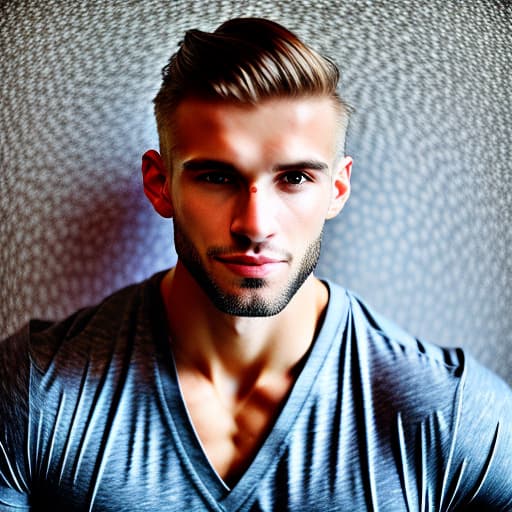 portrait+ style Russian queer fitness model blonde hunk dude face