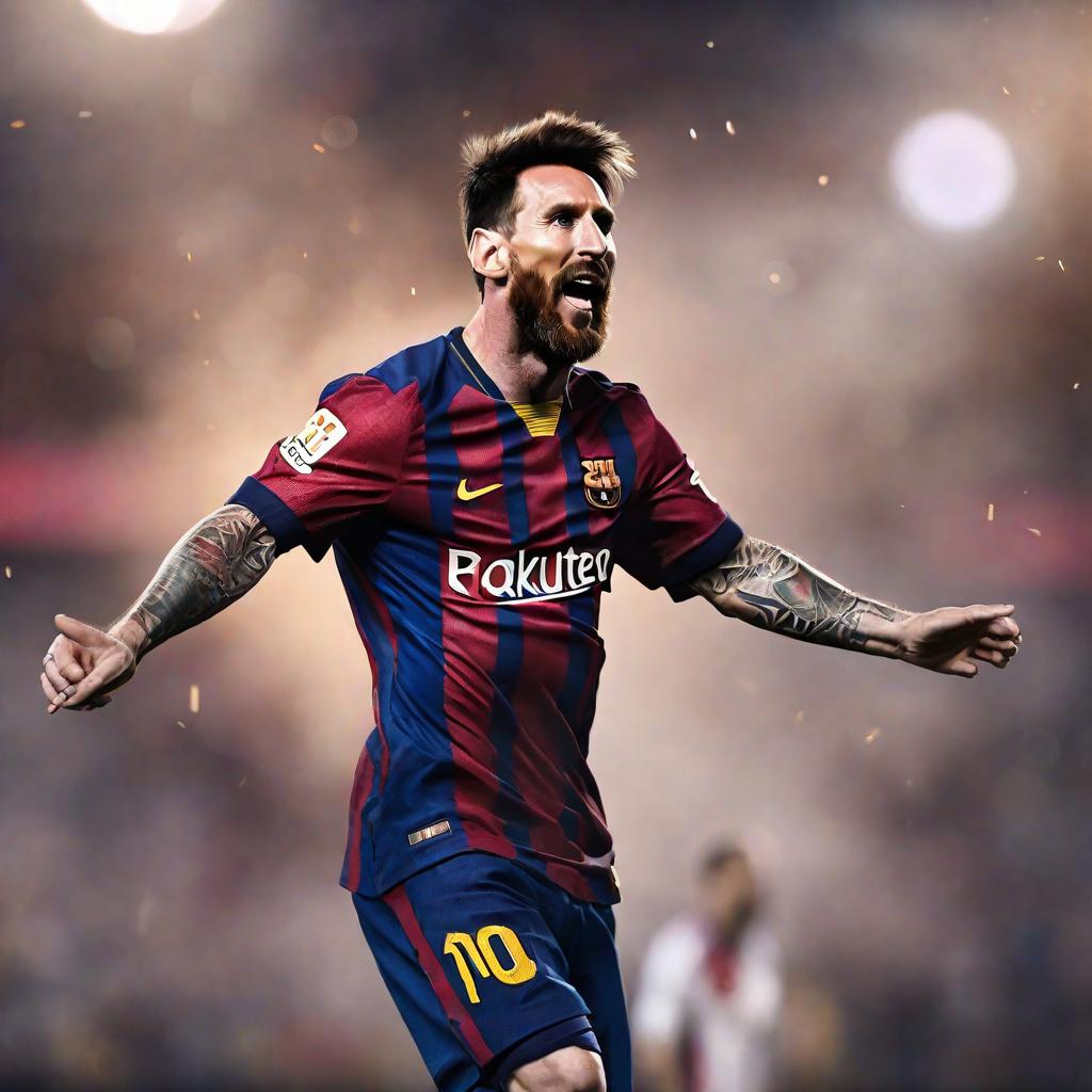  Lionel messi balon de oro hyperrealistic, full body, detailed clothing, highly detailed, cinematic lighting, stunningly beautiful, intricate, sharp focus, f/1. 8, 85mm, (centered image composition), (professionally color graded), ((bright soft diffused light)), volumetric fog, trending on instagram, trending on tumblr, HDR 4K, 8K