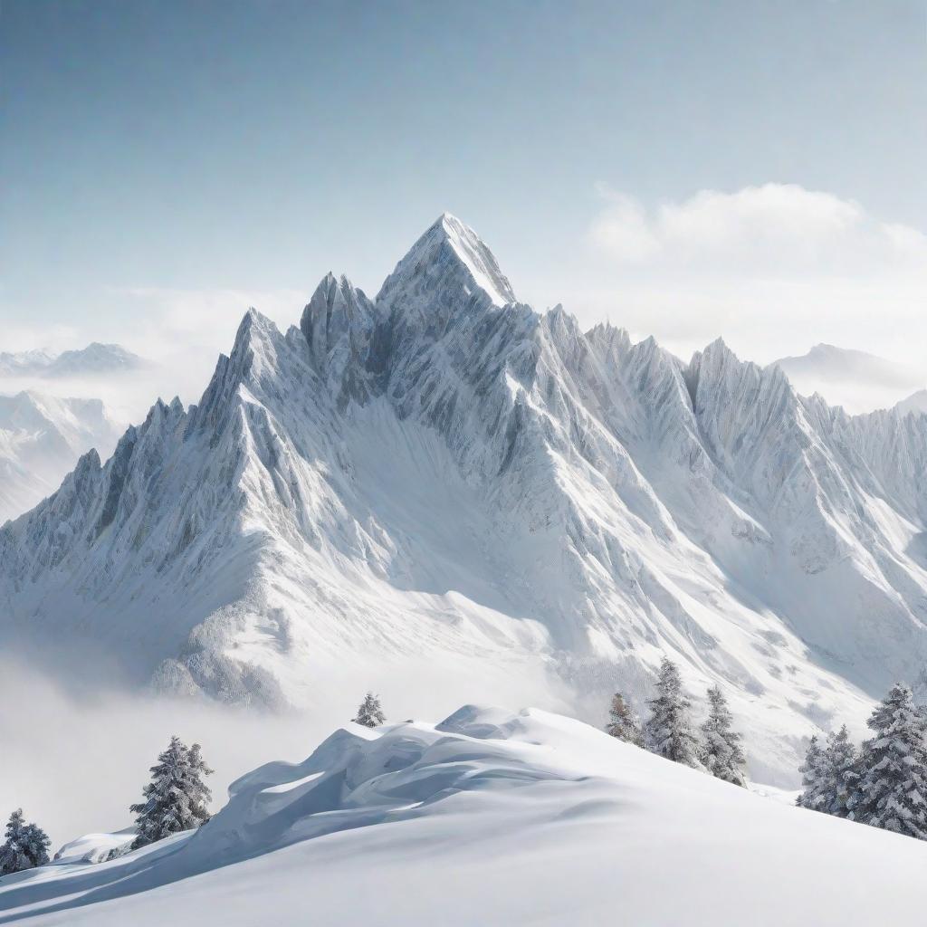  mountains in snow on a white background, cute, hyper detail, full HD hyperrealistic, full body, detailed clothing, highly detailed, cinematic lighting, stunningly beautiful, intricate, sharp focus, f/1. 8, 85mm, (centered image composition), (professionally color graded), ((bright soft diffused light)), volumetric fog, trending on instagram, trending on tumblr, HDR 4K, 8K
