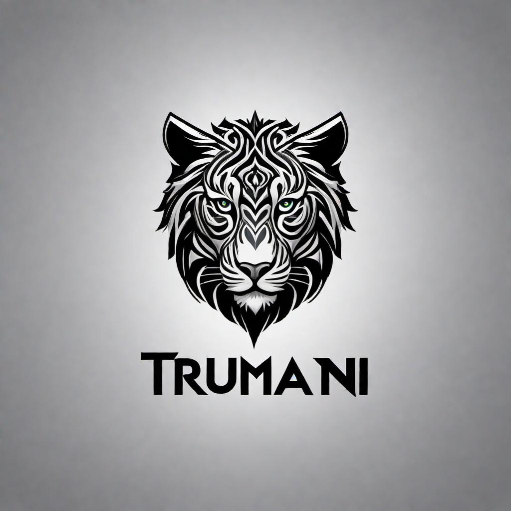  Create a logo for a high-quality urban professional attire clothing brand named 'Trumani'. The logo should have an animalistic origin symbolizing loyalty and respect, embodying the essence of truth. The design should be sophisticated, sleek and suitable for professional urban environment. hyperrealistic, full body, detailed clothing, highly detailed, cinematic lighting, stunningly beautiful, intricate, sharp focus, f/1. 8, 85mm, (centered image composition), (professionally color graded), ((bright soft diffused light)), volumetric fog, trending on instagram, trending on tumblr, HDR 4K, 8K