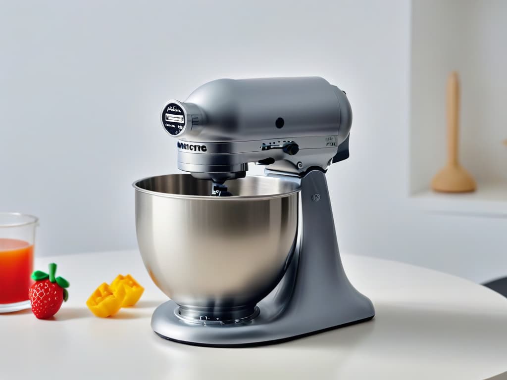  An ultradetailed, minimalist image featuring a sleek, silver stand mixer adorned with subtle, embossed Nintendothemed accents. The mixer is surrounded by a set of precisionengineered measuring spoons and cups, each meticulously crafted to resemble iconic Nintendo game controllers. The backdrop showcases a soft, blurred silhouette of beloved Nintendo characters playfully engaging in baking activities, adding a touch of whimsy to the elegant and modern kitchen setting. hyperrealistic, full body, detailed clothing, highly detailed, cinematic lighting, stunningly beautiful, intricate, sharp focus, f/1. 8, 85mm, (centered image composition), (professionally color graded), ((bright soft diffused light)), volumetric fog, trending on instagram, trending on tumblr, HDR 4K, 8K