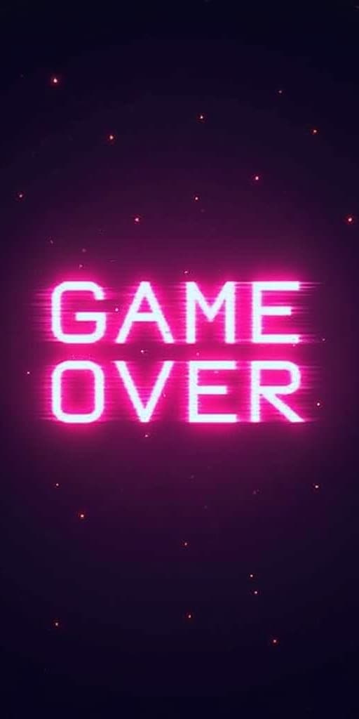  good quality, high quality, abstract neon 'game over' inscription with glitch and blur effects