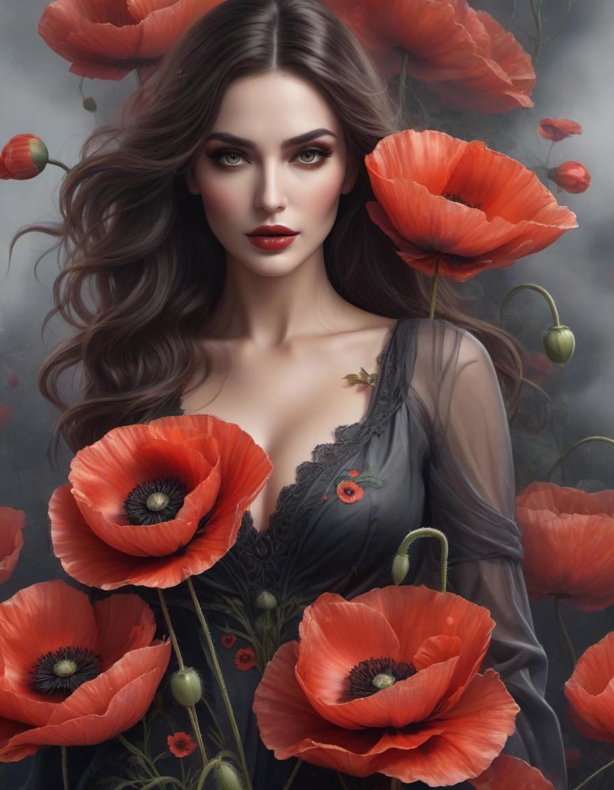  horror themed A love letter background adorned with intricate poppies in a romantic and elegant style reminiscent of a renowned artist. The design features meticulous watercolor details, a touch of the golden ratio, and an award winning, high definition quality. . eerie, unsettling, dark, spooky, suspenseful, grim, highly detailed hyperrealistic, full body, detailed clothing, highly detailed, cinematic lighting, stunningly beautiful, intricate, sharp focus, f/1. 8, 85mm, (centered image composition), (professionally color graded), ((bright soft diffused light)), volumetric fog, trending on instagram, trending on tumblr, HDR 4K, 8K