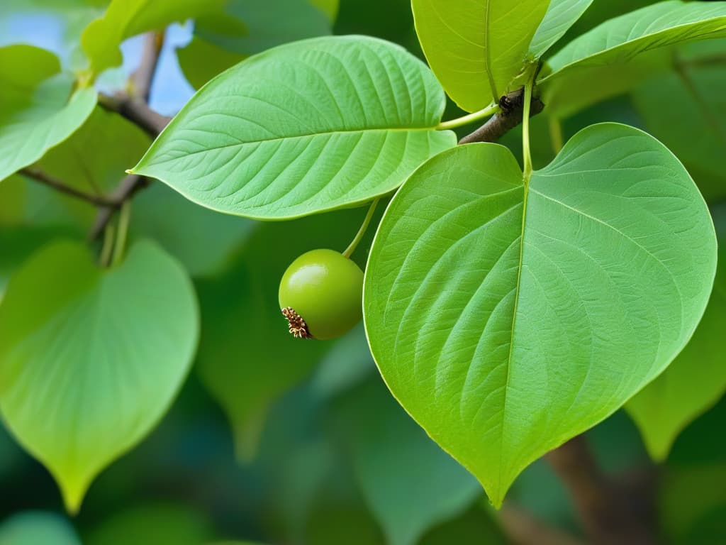  An 8k ultradetailed image of a delicate monk fruit plant with vibrant green leaves and small, round fruits hanging gracefully amidst the foliage. The focus is on the intricate details of the plant, showcasing the unique texture of the leaves and the tiny, perfectly formed monk fruits. The background is softly blurred to emphasize the plant's natural beauty and purity, embodying a sense of tranquility and healthful simplicity ideal for the theme of the article. hyperrealistic, full body, detailed clothing, highly detailed, cinematic lighting, stunningly beautiful, intricate, sharp focus, f/1. 8, 85mm, (centered image composition), (professionally color graded), ((bright soft diffused light)), volumetric fog, trending on instagram, trending on tumblr, HDR 4K, 8K