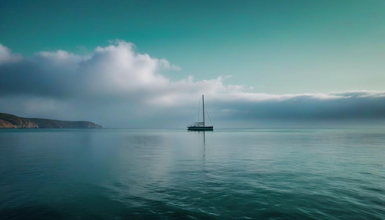  expressionist seascape, yacht in distance, emerald transparent water, mist . raw, emotional, dynamic, distortion for emotional effect, vibrant, use of unusual colors, detailed hyperrealistic, full body, detailed clothing, highly detailed, cinematic lighting, stunningly beautiful, intricate, sharp focus, f/1. 8, 85mm, (centered image composition), (professionally color graded), ((bright soft diffused light)), volumetric fog, trending on instagram, trending on tumblr, HDR 4K, 8K