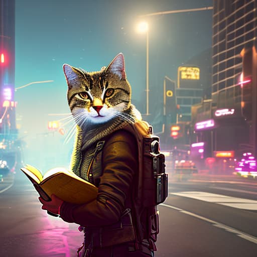 nvinkpunk Realistic image of a cat wearing headphones and reading glasses while riding a bus. hyperrealistic, full body, detailed clothing, highly detailed, cinematic lighting, stunningly beautiful, intricate, sharp focus, f/1. 8, 85mm, (centered image composition), (professionally color graded), ((bright soft diffused light)), volumetric fog, trending on instagram, trending on tumblr, HDR 4K, 8K