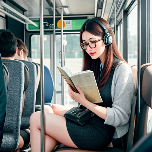  Realistic image of a cat wearing headphones and reading glasses while riding a bus. hyperrealistic, full body, detailed clothing, highly detailed, cinematic lighting, stunningly beautiful, intricate, sharp focus, f/1. 8, 85mm, (centered image composition), (professionally color graded), ((bright soft diffused light)), volumetric fog, trending on instagram, trending on tumblr, HDR 4K, 8K