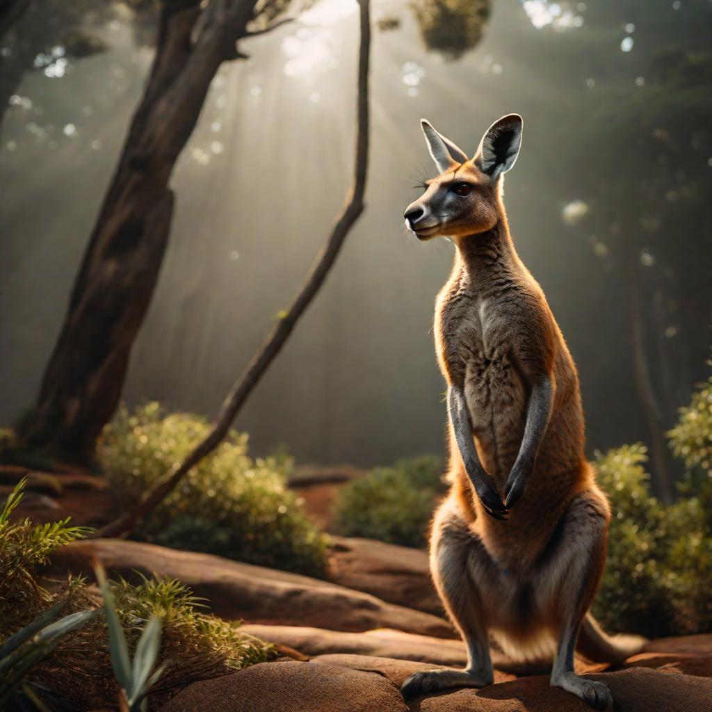  moonoshi in real life he's from where kangaroos are hyperrealistic, full body, detailed clothing, highly detailed, cinematic lighting, stunningly beautiful, intricate, sharp focus, f/1. 8, 85mm, (centered image composition), (professionally color graded), ((bright soft diffused light)), volumetric fog, trending on instagram, trending on tumblr, HDR 4K, 8K